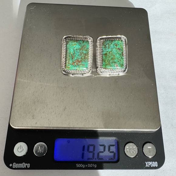Maria Platero (Navajo) Sterling Silver Turquoise Post Earrings - Picture 16 of 16